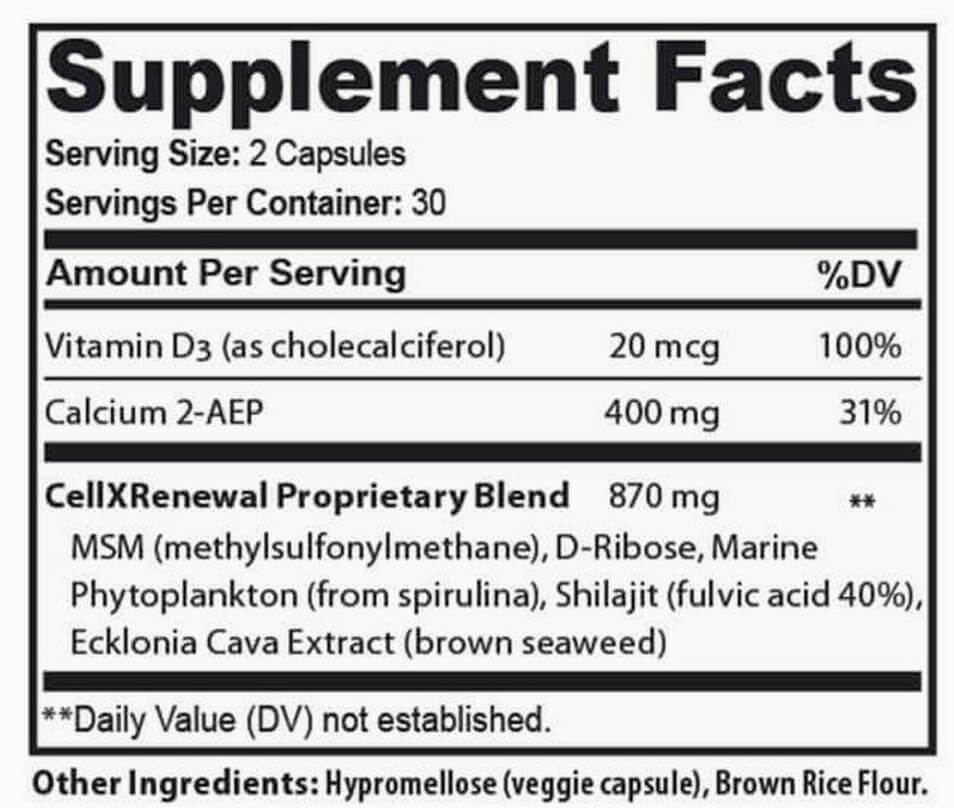 Cellxrenewal Supplement Facts